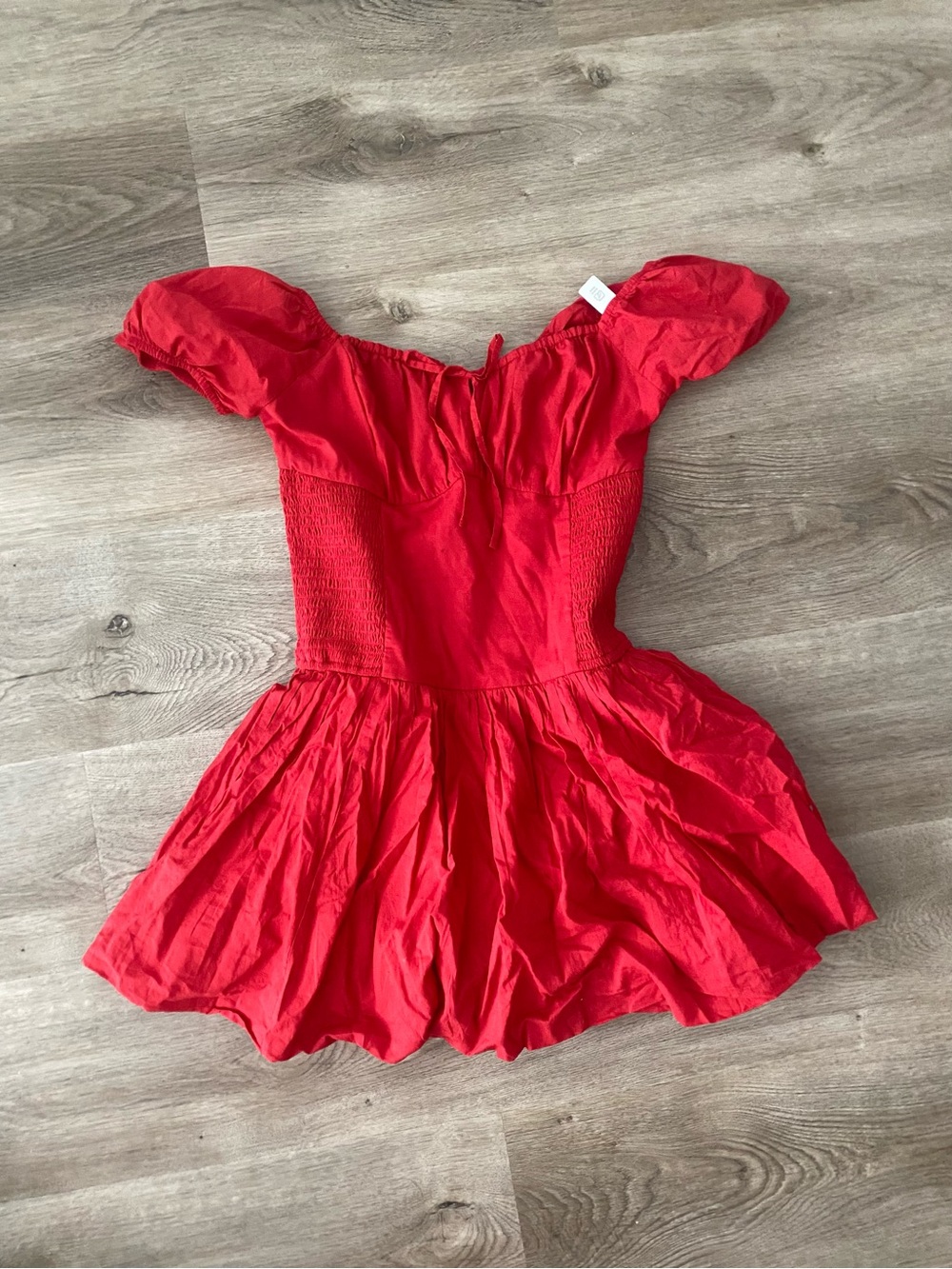 Hollister Red Smocked Mini Dress (built in shorts!)